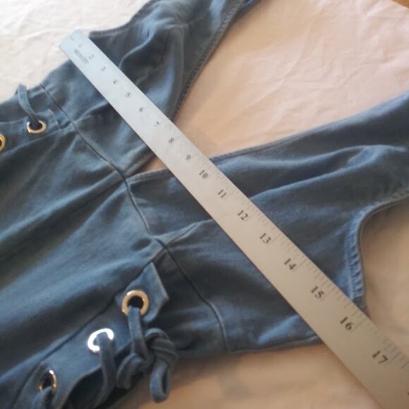 C'est Toi women's size M denim sleeveless jumpsuit - Picture 7 of 16